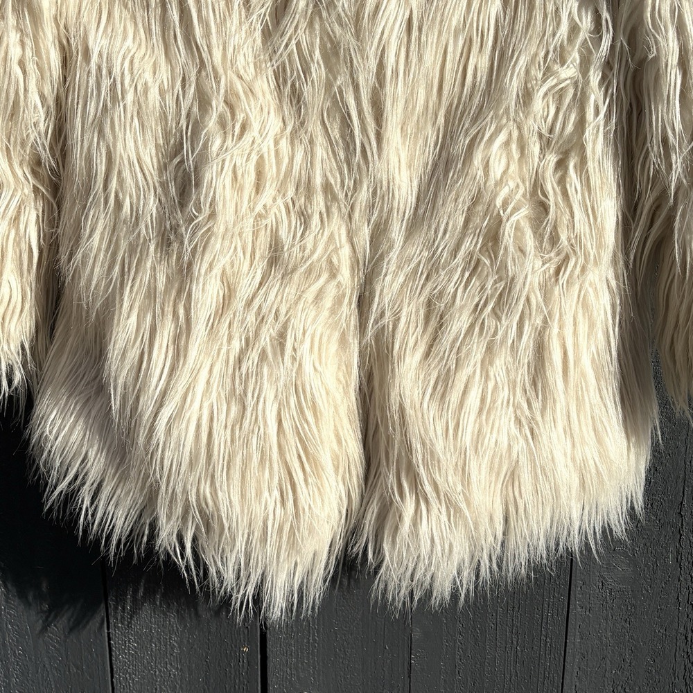 Y2k Boho Shaggy Faux Fur Coat Sz 2 Festival Indie Concert Statement Party Glam - Picture 4 of 13